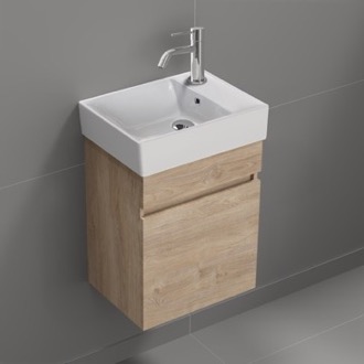 Bathroom Vanity Narrow Vanity, Floating, Modern, Brown Oak, 16 Inch Nameeks MINI15